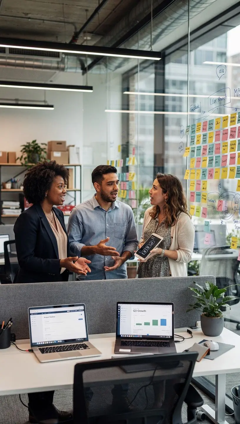 Zalecenia dotyczące akustyki w biurze, przedstawiające różne materiały dźwiękochłonne.